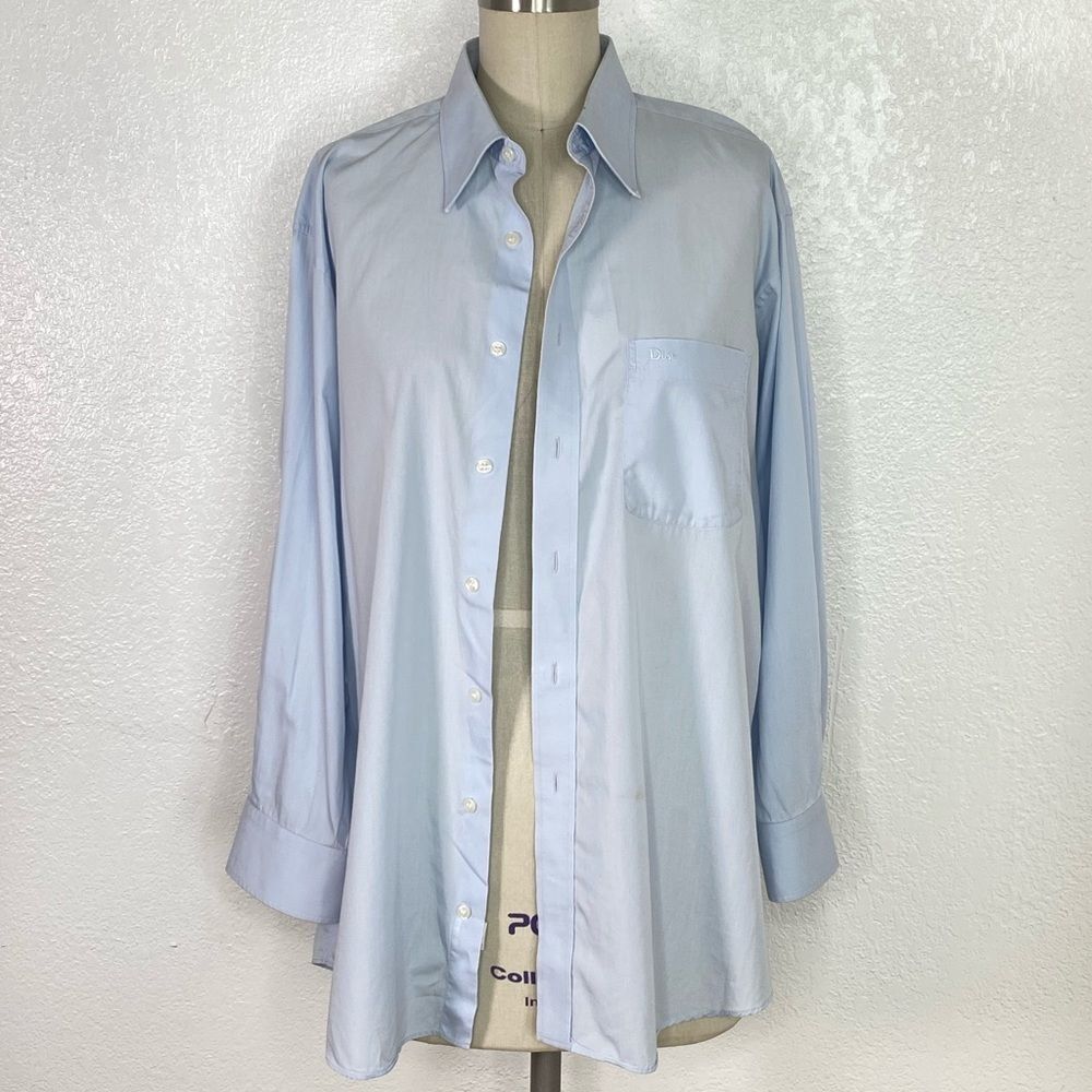 Vintage retro Christian Dior Monsieur Y2K baby blue oversize shirt M